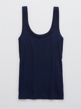 aerie “No BS” Navy Blue Scoop Neck Tank Top